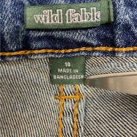 Wild Fable Denim Blue Distressed Five Pocket Highest Rise Straight Size 10 - Picture 6 of 9